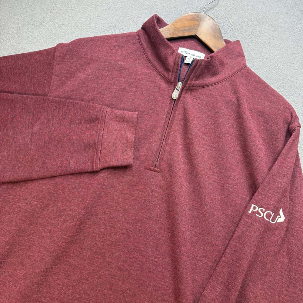 Peter Millar Quarter Zip Pullover Mens XL Burgundy Cotton Modal Blend Golf PSCU